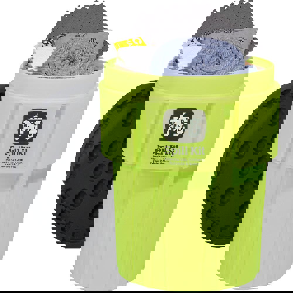 Spill Kits; Kit Type: Universal Spill Kit; Container Type: Drum; Absorption Capacity: 39 gal; Color: Hi-Vis Green; Portable: No; Capacity per Kit (Gal.): 39 gal